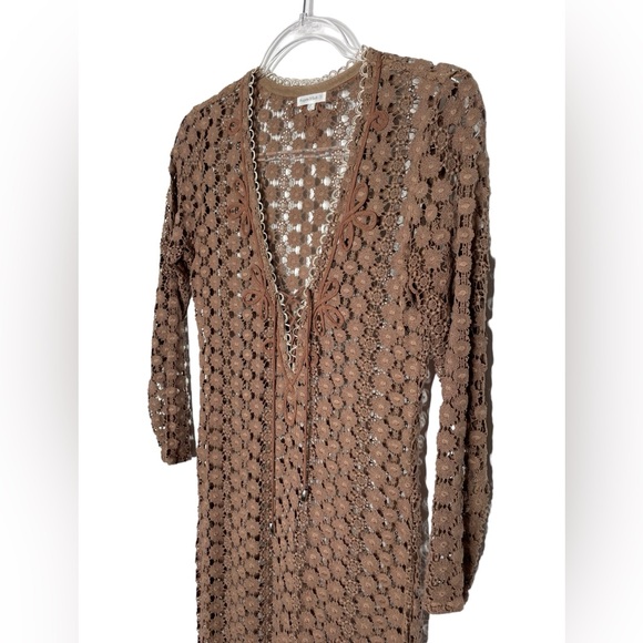 Poupette St Barth | Floral Lace Crochet Maxi Dress Coverup in Brown OS - Picture 3 of 9